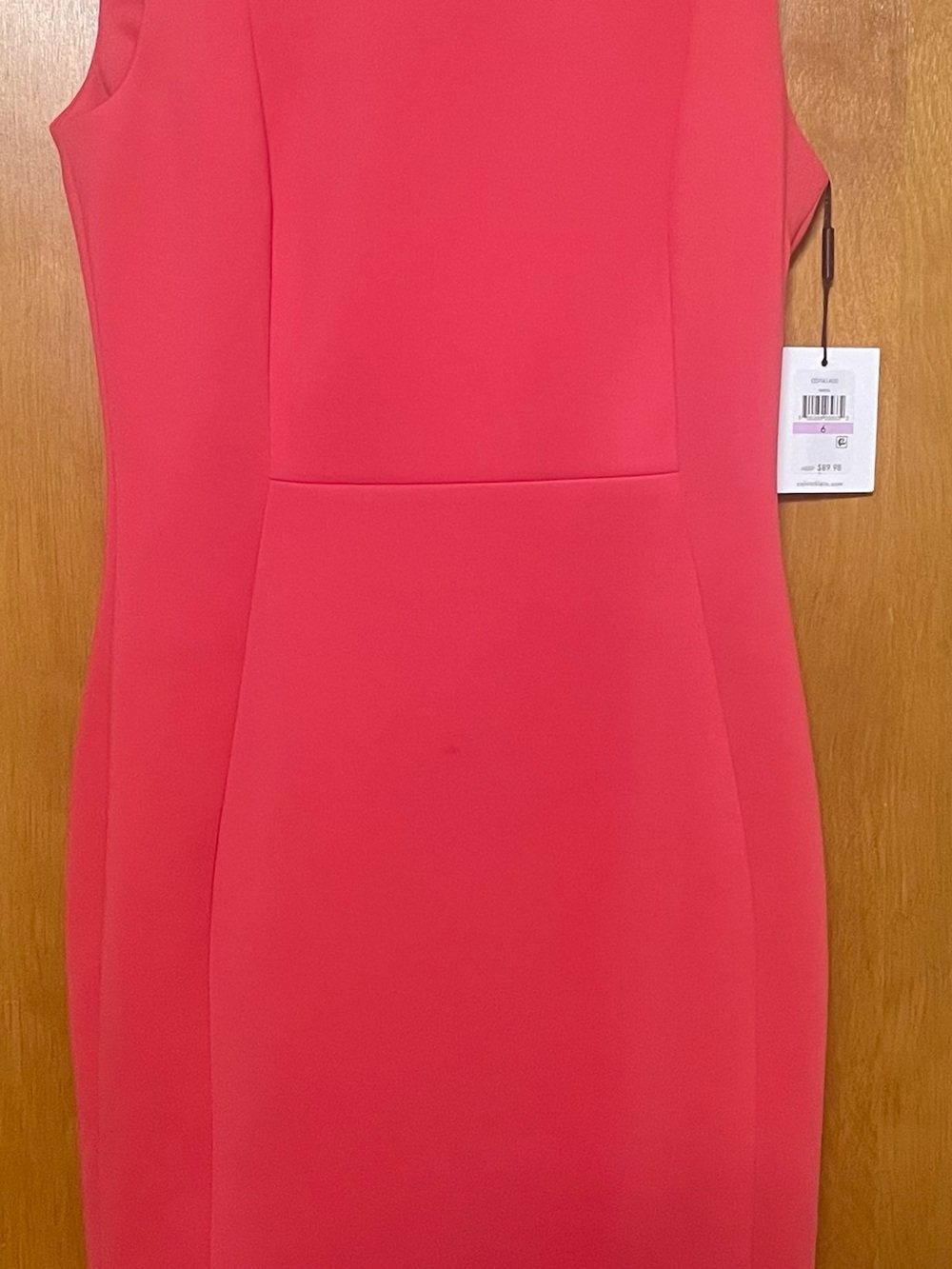 Calvin Klein Coral-Red Sleeveless Sheath Dress. Brand New